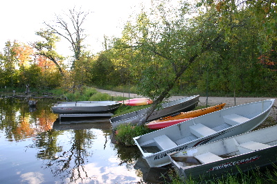 Boats and canoes for rent at Beers Lake